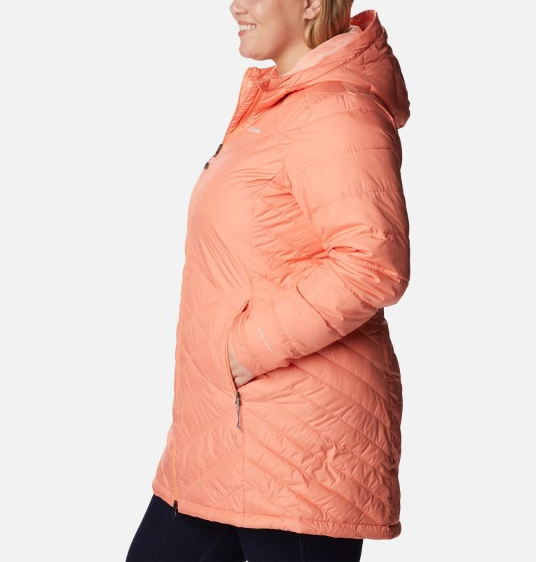 Women's Columbia Heavenly Long Hooded Jackets Coral | Plus Size CA-Q046C